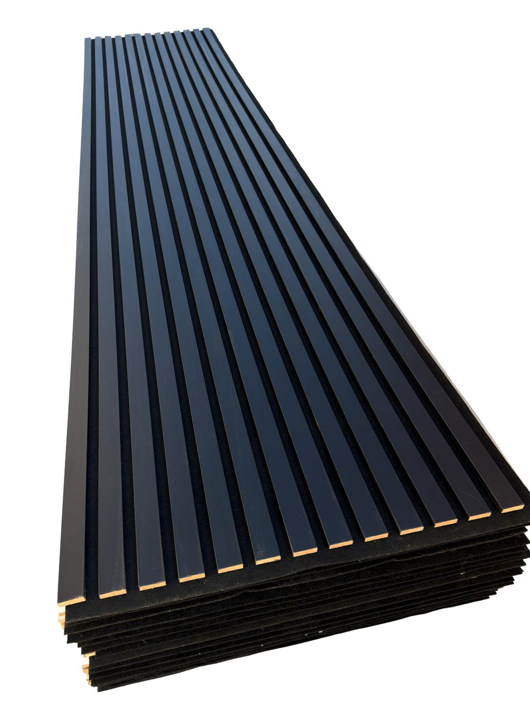 Black Wood Slat Acoustic Wall Panel for Modern Home Decor, Soundproof ...