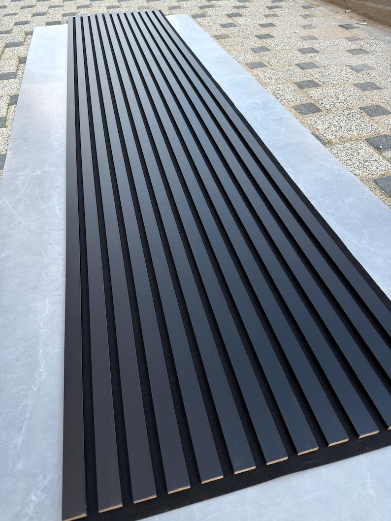 Black Wood Slat Acoustic Wall Panel for Modern Home Decor, Soundproof ...