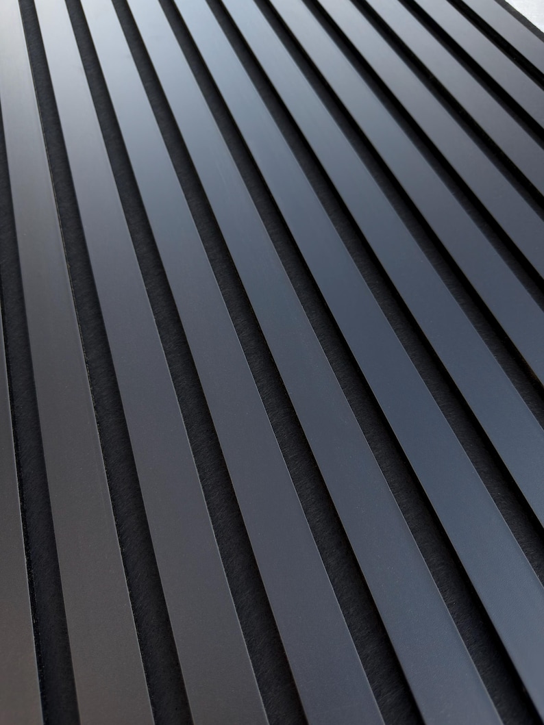 Black Wood Slat Acoustic Wall Panel for Modern Home Decor, Soundproof ...
