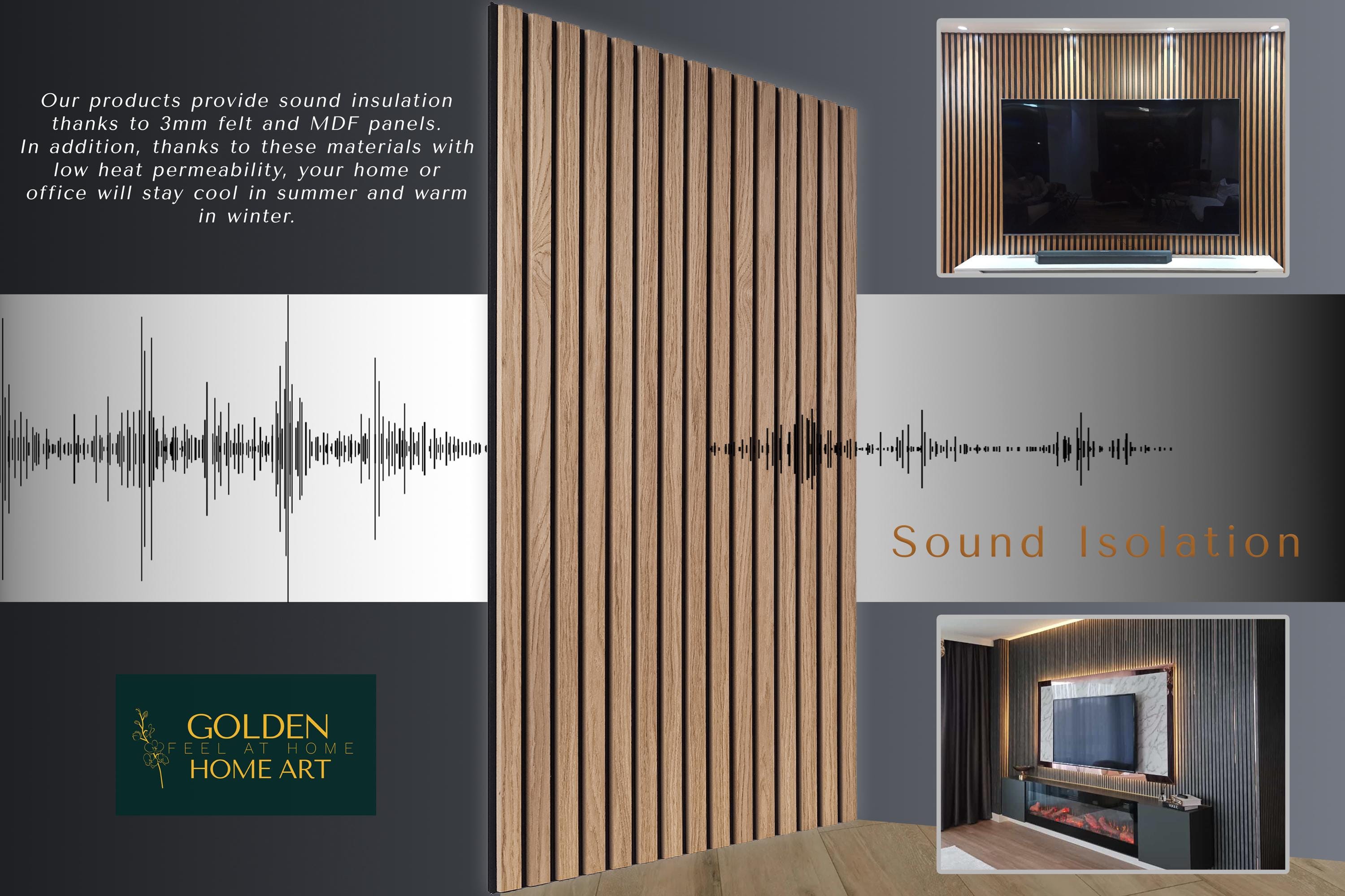Black Wood Slat Acoustic Wall Panel for Modern Home Decor, Soundproof ...