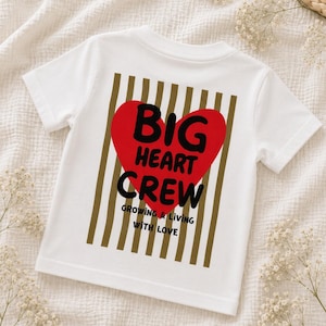 Transfert thermocollant Big Heart Crew pour enfants | Transfert thermocollant DTF | Transfert thermocollant rétro pour enfants | Thermocollant pour t-shirts et pulls | A5