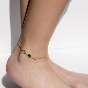Mothers day gift - custom jewelry - sterling silver - gift for her - gift for women - birhstone anklet - birthday gift - personallized gift