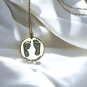Actual Footprint Necklace,Personalized Footprint to Handprint Necklace,Mother or Baby Gift,Footprint Charm,Mothers Day Gift,Gift for Her