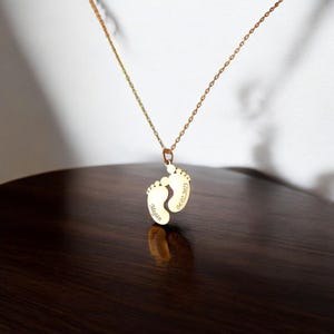 Custom Name Baby Footprint Necklace, Personalized Date Baby Footprint Necklace,925 Silver Baby Footprint Necklace,Baby Keepsake,Gift for Mom