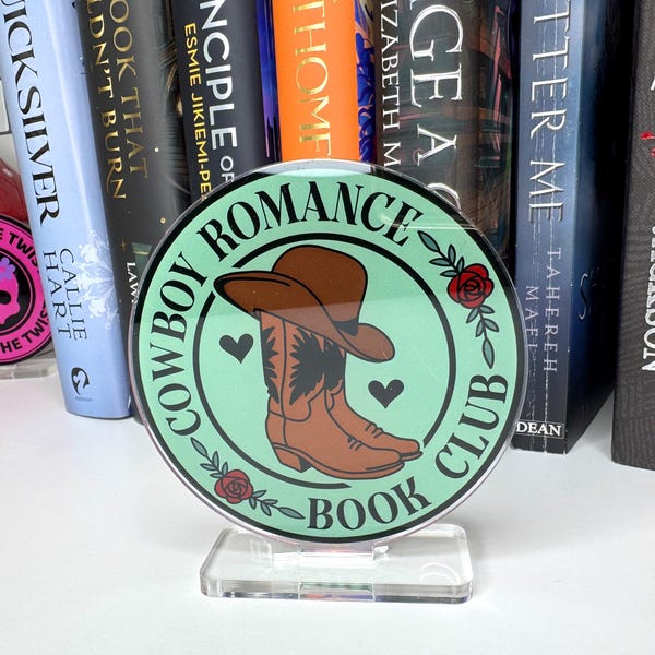 Cowboy Romance Book Club Book Shelf Buddy Standee | Book Lover Gift | Reading Decor | Bookish Accessories | Bookshelf Decor | Reader Gifts
