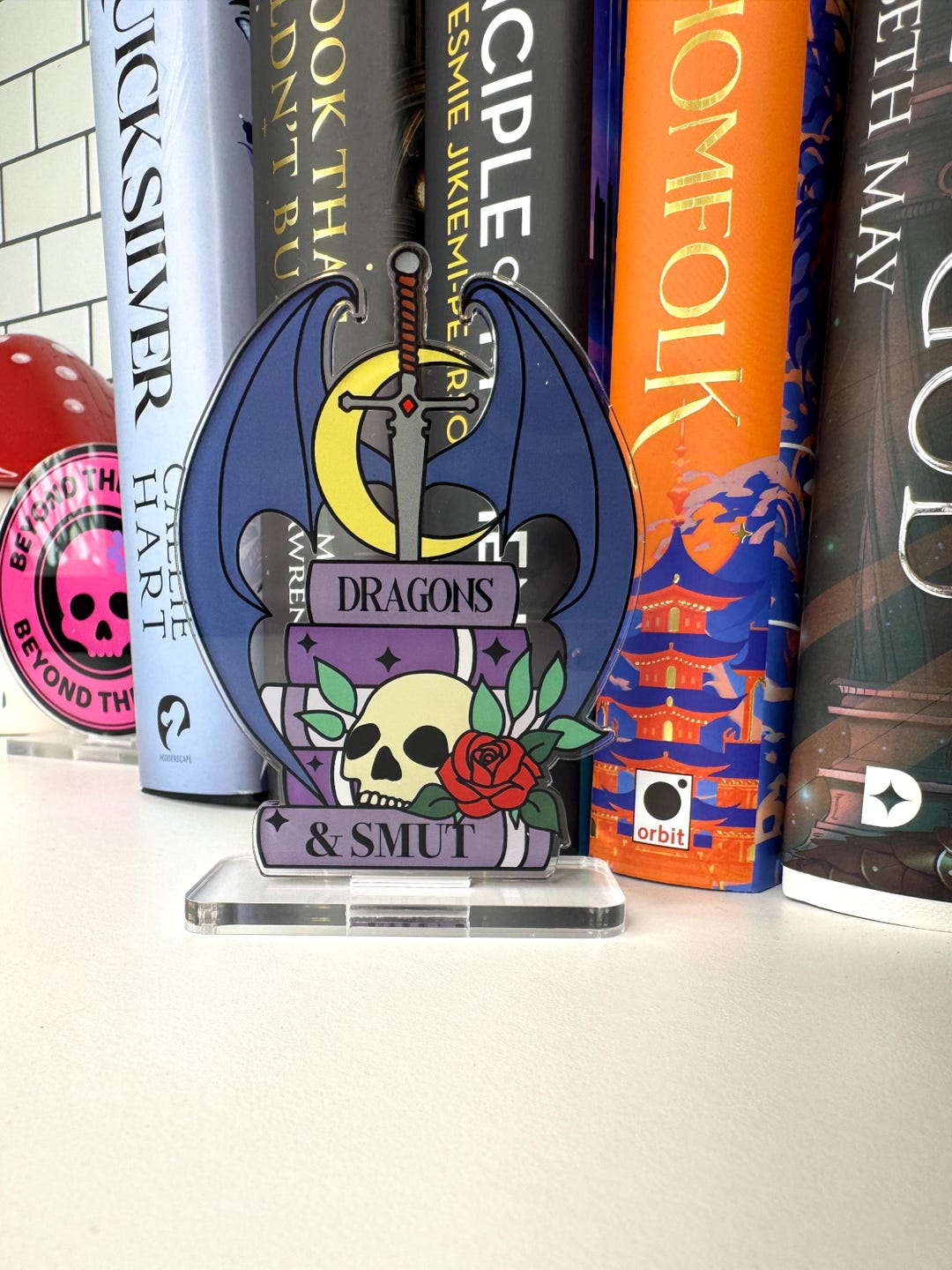 Dragons & Smut Book Shelf Buddy Standee | Book Lover Gift | Reading ...
