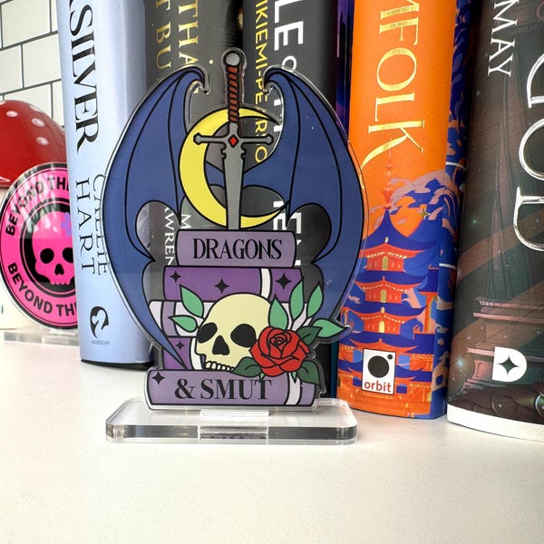 Dragons & Smut  Book Shelf Buddy Standee | Book Lover Gift | Reading Decor | Bookish Accessories | Bookshelf Decor | Gifts for Readers