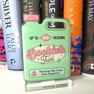 Suporte para estante Bookish Fuel | Presente para amantes de livros | Decoração para leitura | Acessórios para livros | Decoração para estantes | Presentes para leitores