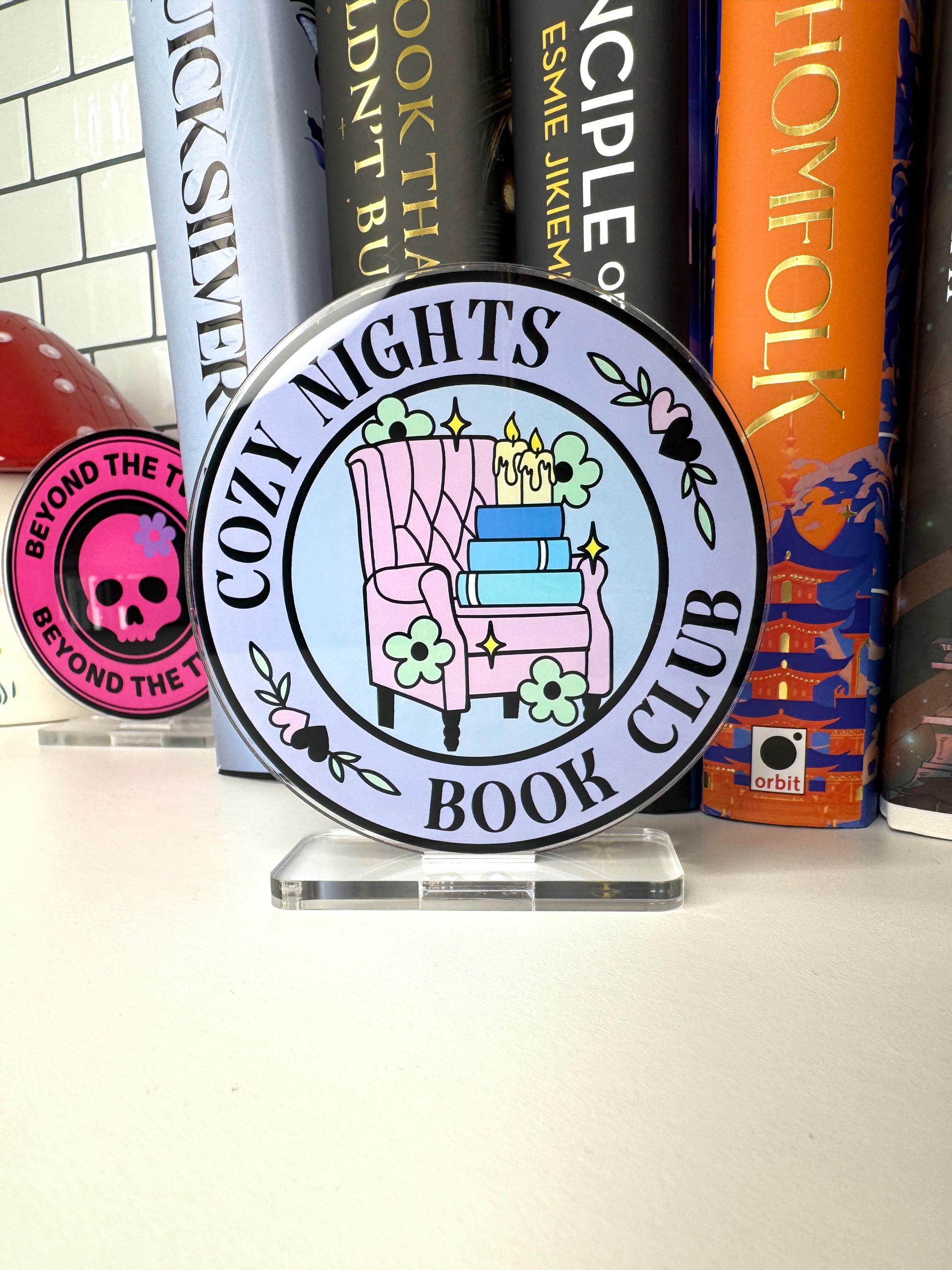Cozy Nights Book Club Book Shelf Buddy Standee | Book Lover Gift ...