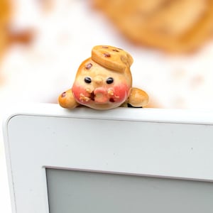 Chocolate Chip Cookie Crumble Baby Hipper, Tiny Dessert Handmade Phone Figure, Decorative Mini, Adhesive Clay Peeker,Cute Bakery Phone Buddy