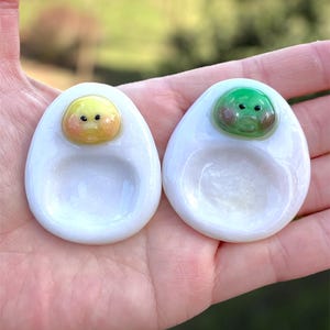 Handgemachter Ei Sorgenstein, beruhigender grüner Ei Angststein, Stressabbau Daumenstein, Kawaii Food Stone Buddy, schrullig Fidget für Komfort