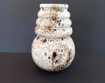 Scheurich Fat Lava Vase &quot;Wien&quot; 269-18 Vienna 1970&#39;s POP ART Bubbly Foamy Glaze A.Seide Design West German Ceramics White Brown