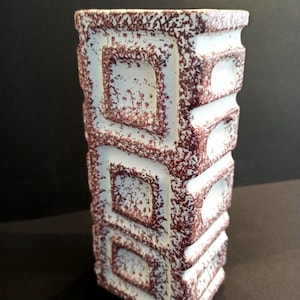 Vintage West German Porcelain Vase OP ART 1960&#39;s Relief Decor Apel Bavaria White Pink Matte Porcelain