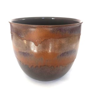 Scheurich Fat Lava plantenpot XL 818-23 Vintage jaren 70 West-Duits aardewerk met druipglazuur Bruin