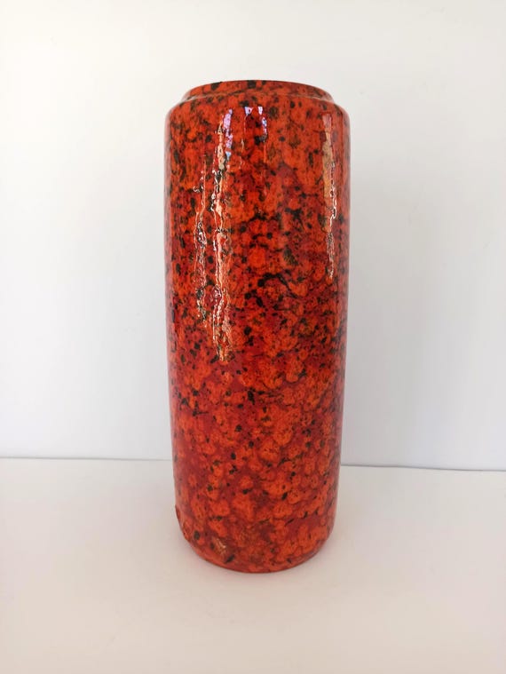 Scheurich Fat Lava 花瓶 532-28 赤オレンジのまだら模様の釉薬