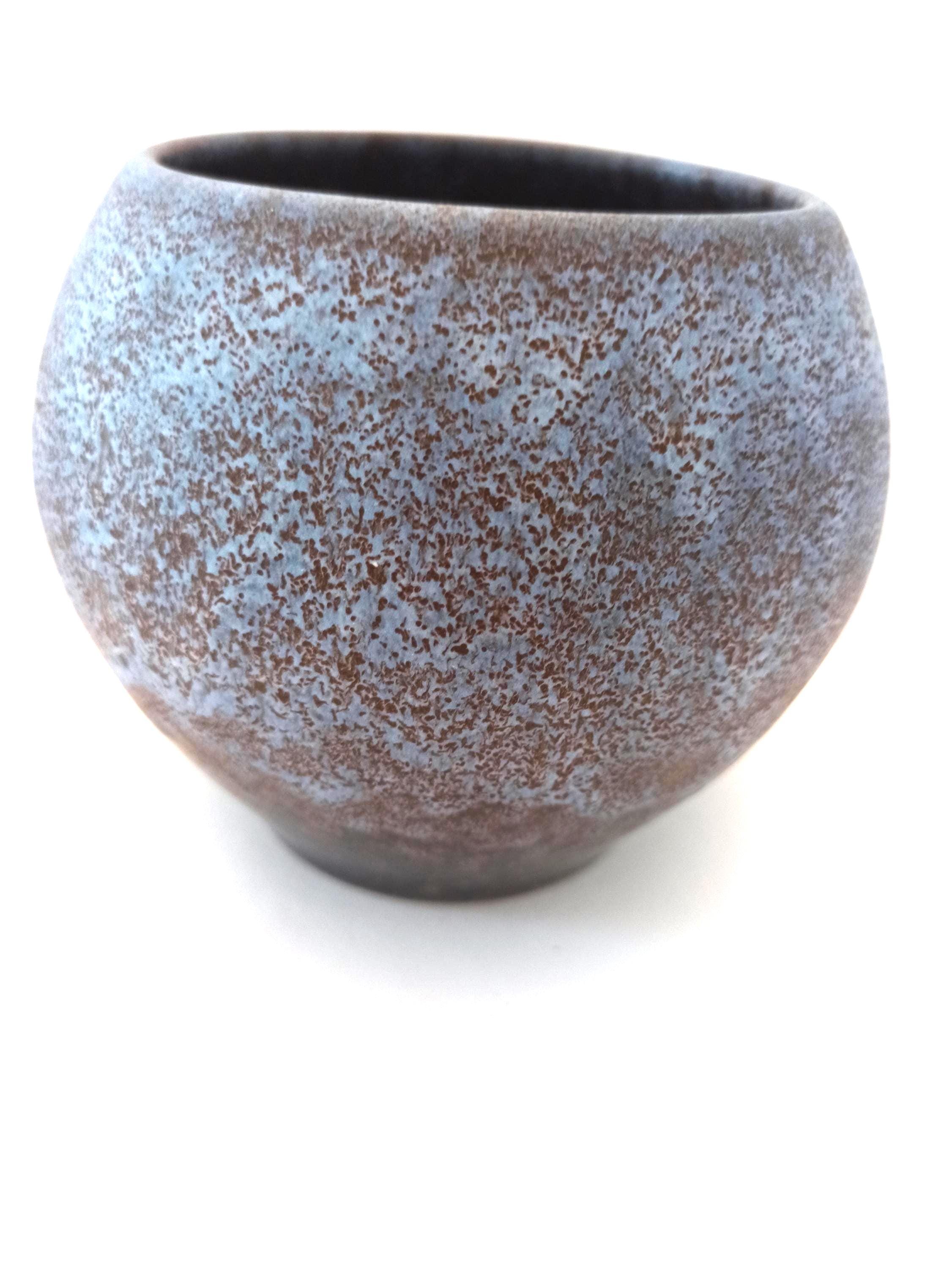 Jopeko Fat Lava Planter, West German Pottery, 1960s Blue Glaze