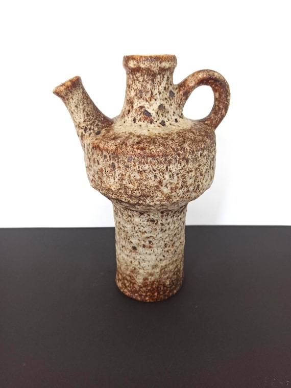 Vintage Vase Sculpture'Vest Keramiek' Fat Lava Dutch Studio Pottery Brutalist  Style Marius Van Woerden