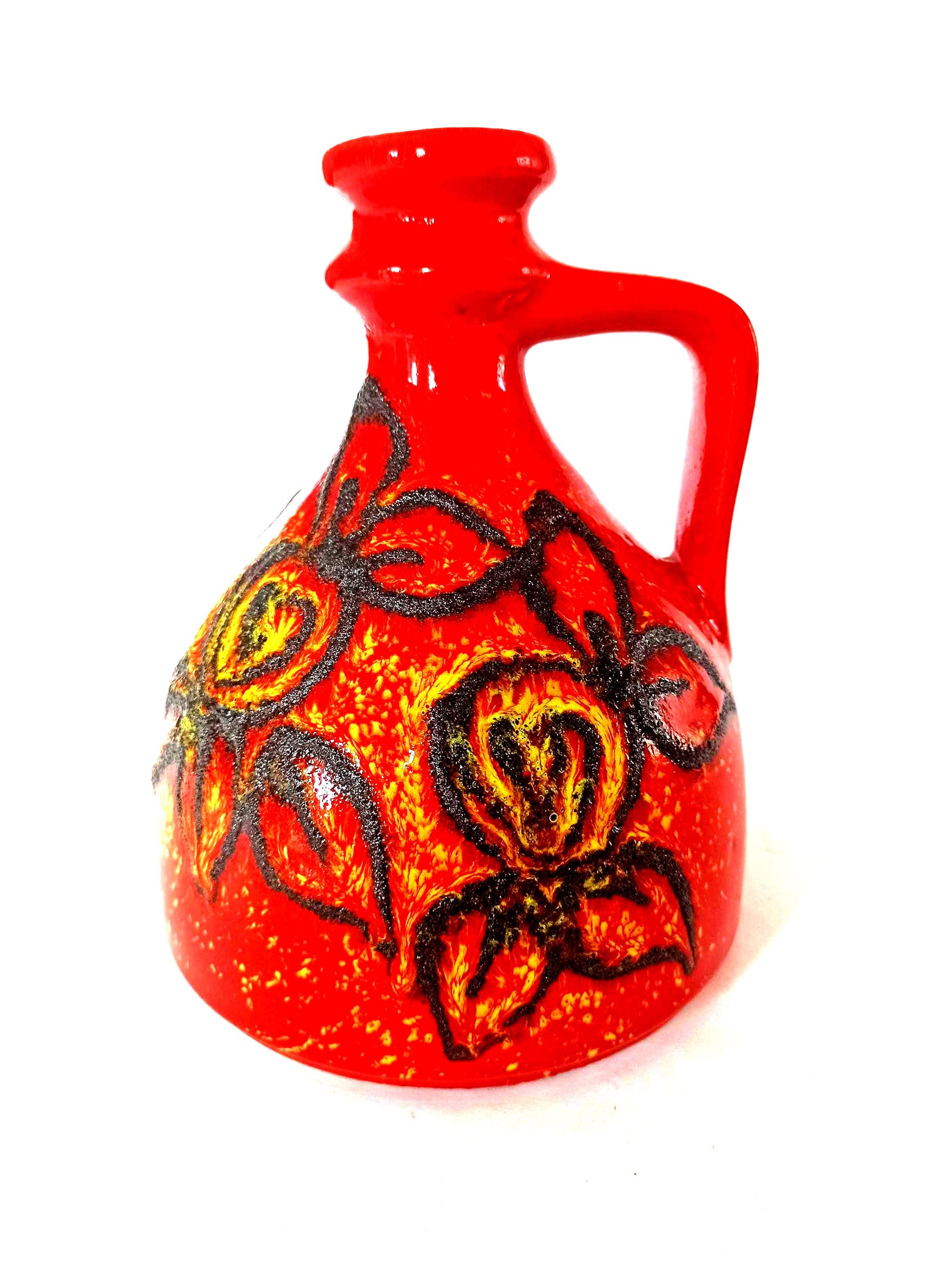Vintage Bay Fat Lava Vase 83 20 West German Pottery POP ART Red