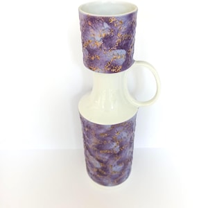 Royal  Porzellan Bavaria KPM  Vase OP ART Purple Gold 1970&#39;s 609/2 Handmade West German Porcelain West German Ceramics