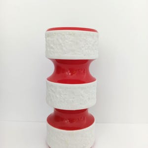 KPM Royal Porzellan Bavaria Germany Vase Bisque Porcelain White Red   POP ART  1960&#39;s  1970&#39;s Vintage 635/1   Handmade West German Ceramics