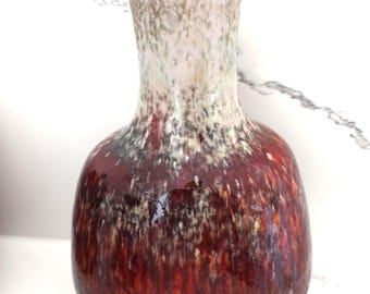 Karlsruher Majolika Vase, Fridegart Glatzle Fat Lava West German Pottery
