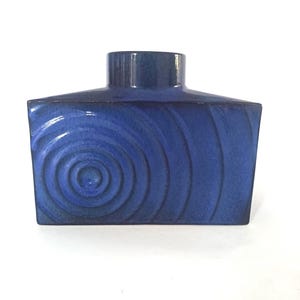 Steuler Vase Zyklon Cari Zalloni  192/15  Blue OP ART 1960&#39;s 1970&#39;s Bulls Eye West German Pottery