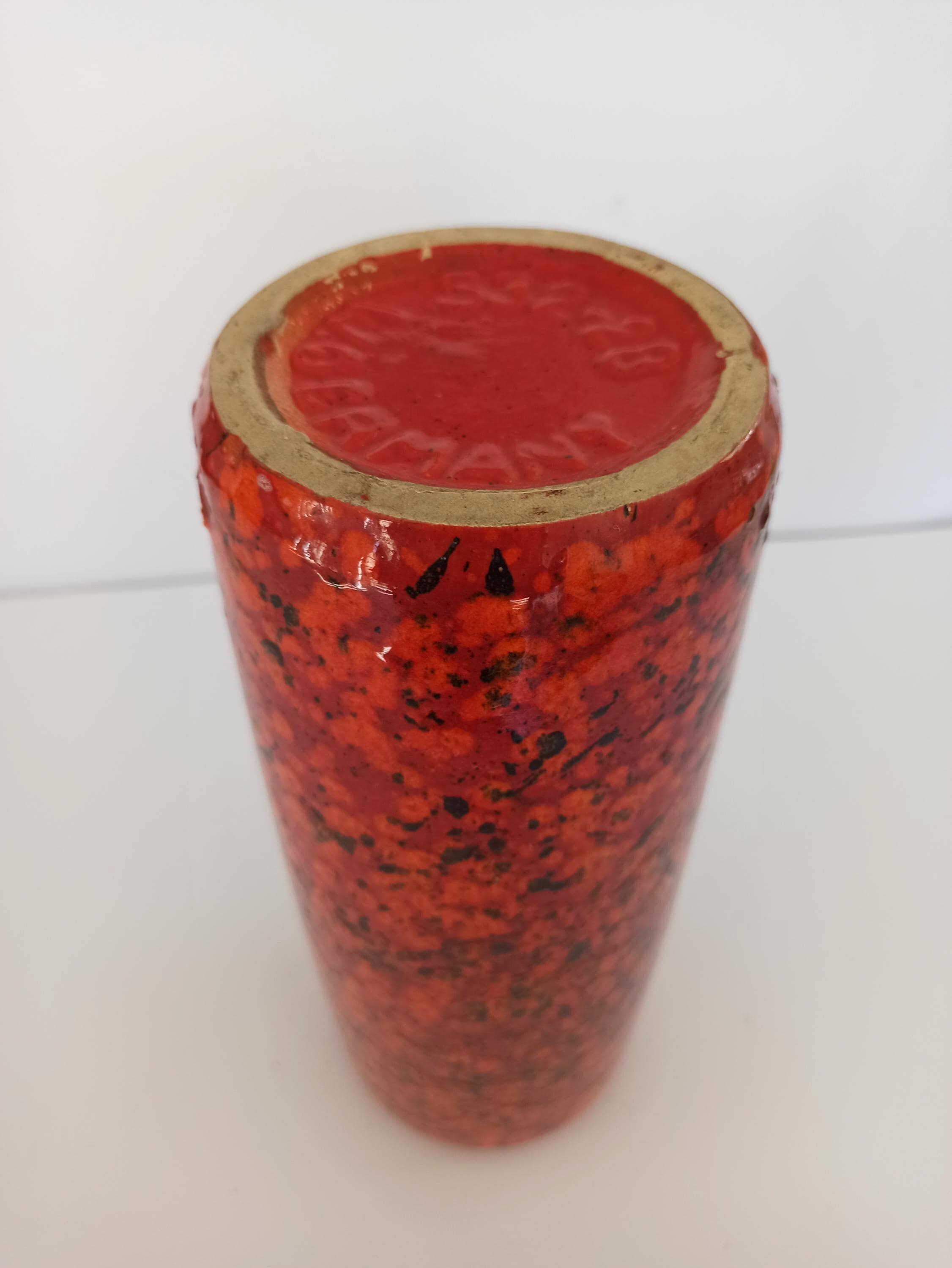 Scheurich Fat Lava 花瓶 532-28 赤オレンジのまだら模様の釉薬