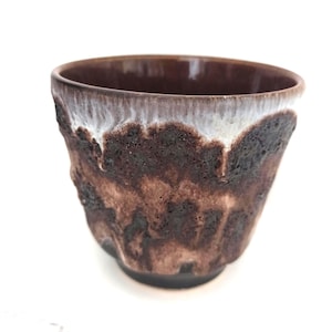 Dümler&Breiden Fat Lava Planter Flower Pot Crusty Cratered Glaze Bronze Brown West German Ceramics 1960&#39;s 1970&#39;s German Art Pottery