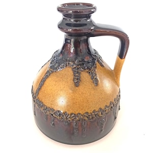 Bay Fat Lava Vase  Jug 83 20 Vintage West German Pottery  1960's/1970's Brown
