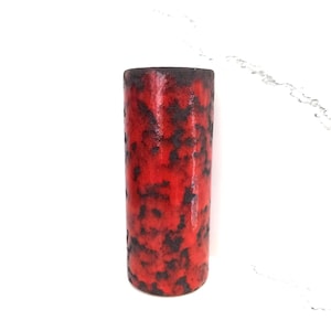Jarrón de lava gruesa Fohr, cerámica de Alemania Occidental, esmaltado rojo, vintage, década de 1960 y 1970, forma cilíndrica
