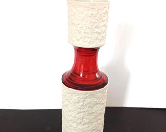 Royal Porzellan Bavaria KPM Vase 634/2  OP ART Vintage 1970's Red Black