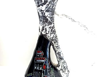 ヴィンテージ サンマリノ イタリア スグラッフィートの少女が描かれた