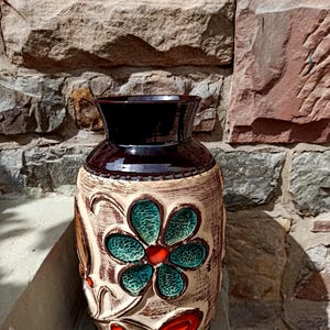 Vintage Bay Keramik Bodenvase 94 40 mit Blumenrelief, 1960er Jahre