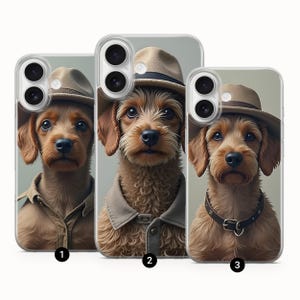 Stylish Dog Phone Case – Cute Dog in Hat & Coat | Vintage Dog Illustration Cover for iPhone 16 Pro Max, 15 Plus, 14, 13, 12, 11, XS, XR.....