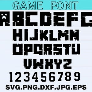 Pacote de fontes SVG do Minecraft, arquivos de corte de alfabeto e números para jogadores, arquivo SVG + TTF de fontes Pixel, letras Cricut e Silhouette, download instantâneo
