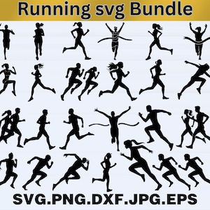 Running svg Bundle, Running People Svg, Athletic Silhouettes, Running Man Svg, Running Woman Svg, Exercise Run Svg, Running Png Bundle, Pdf