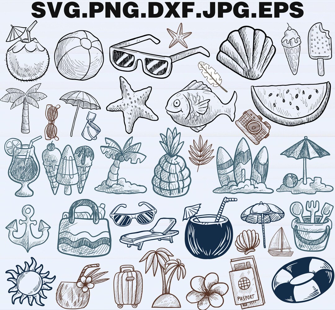 Beach SVG Bundle, Summer Clipart (digital Files) - Etsy