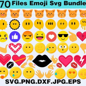 Emoji SVG Bundle | 70 Layered Emoji Designs | PNG DXF eps svg  Cut Files for Cricut & Silhouette | Fun Faces Clipart | Instant Download