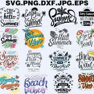 Summer Beach Lettering svg and, png bundle, summer quotes bundle, beach typography, digital download for cricut & Silhouette