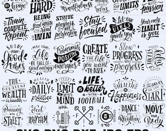 Workout SVG Bundle, Fitness Motivation Zitate (40 Designs)