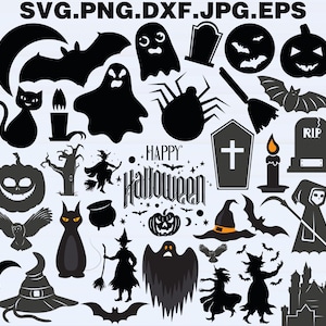 Halloween SVG Bundle, spooky halloween silhouette, halloween cut Files for cricut & silhouette, halloween clipart, png, eps, dxf, ai, pdf
