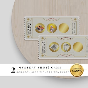 Modello di biglietto gratta e vinci Canva / Gioco di nozze modificabile, addio al nubilato, biglietti di compleanno + insegne da bar e icone per bevande, bomboniere, personalizzabile
