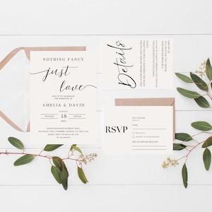 Nothing Fancy Just Love Invitation, Elopement Reception Invite, Elopement Announcement Card, Modern Reception Invite, Wedding Invitation