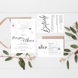 Editable DIY Destination Wedding Invitation Template, Suite Editable World Map Wedding Invite, Travel Adventure Themed Wedding Invitation