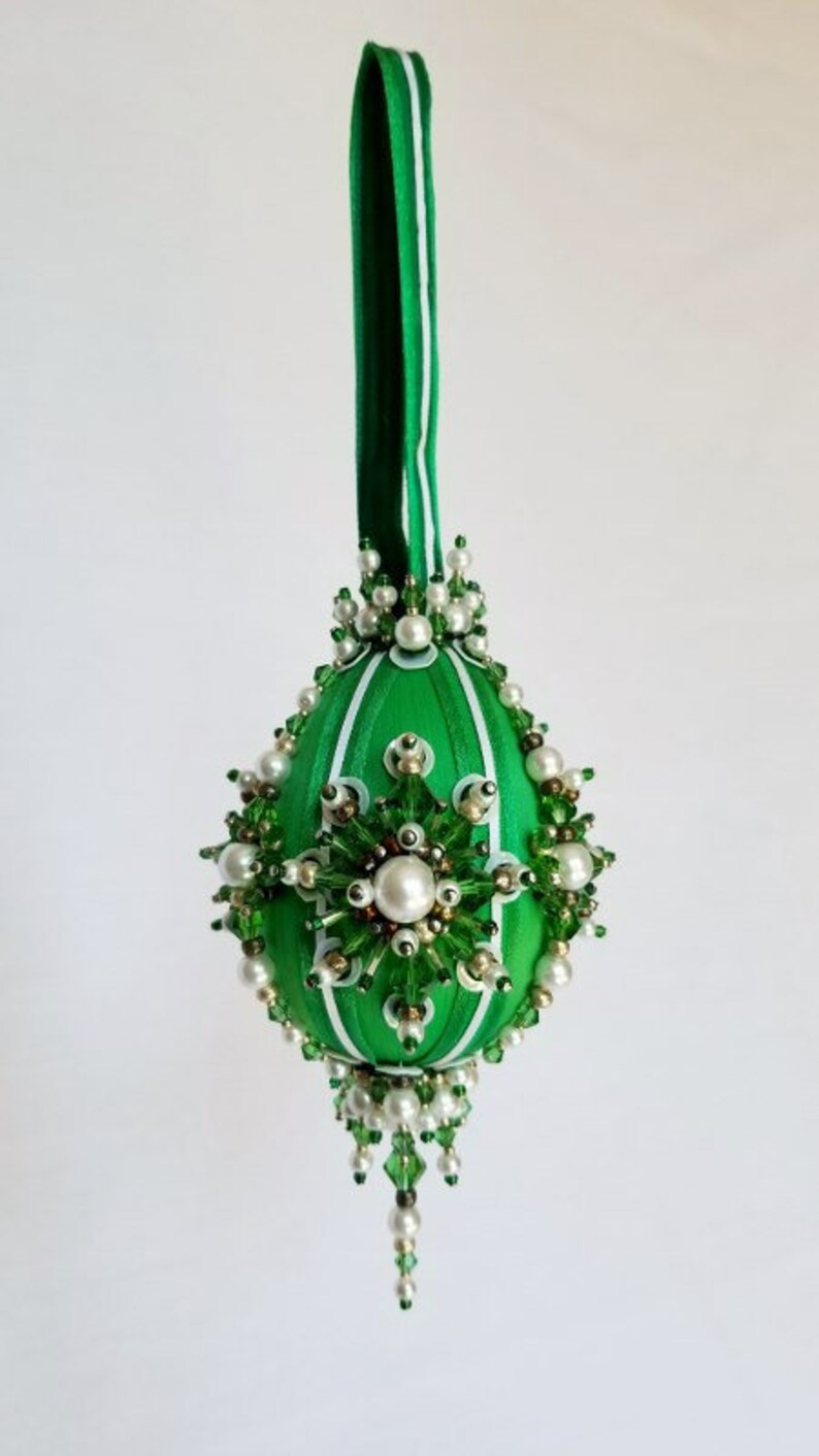 Beaded Ornament Kit evergreen by the Glimmer Tree Etsy