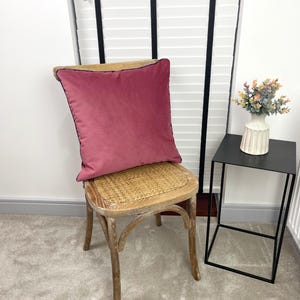 Dusty Rose Velvet Piping Cushion Cover: Rustic Lumbar Pillow