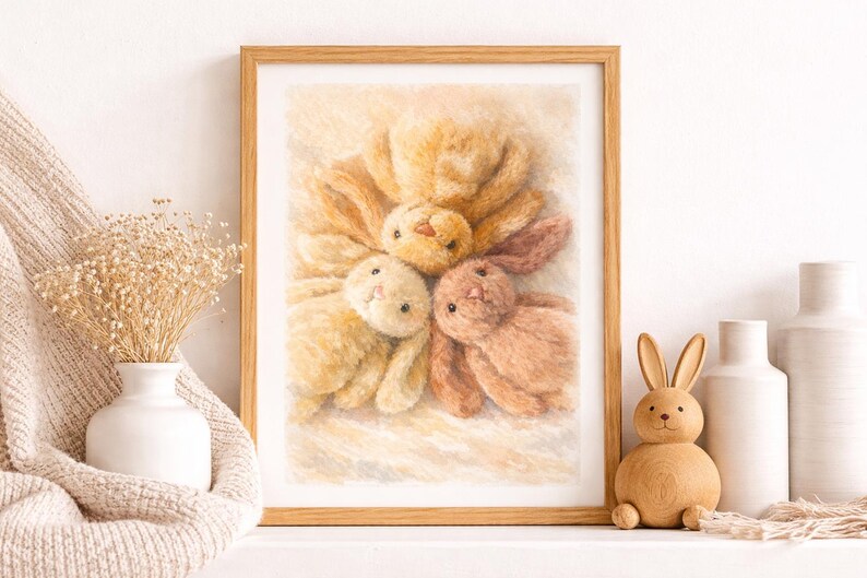 Neutral Rabbit Stuff For Rabbits Neutral Bunny Wall Art Print – Soft Plush Rabbits, Nursery Décor ...