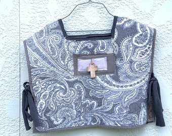 Upcycled Paisley Gray Cropped Shirt, Boxy Gray Shirt, Quilted Crop Shirt by CreoleSha
