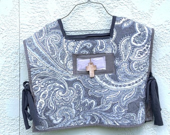 Upcycled Paisley Quilted Crop Shirt: Gray Boxy Top