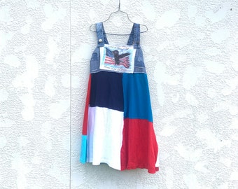 Funky Upcycled Americana 4th of July Jumper by CreoleSha